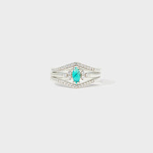 Load image into Gallery viewer, Artificial Turquoise V Shape Inlaid Zircon Ring
