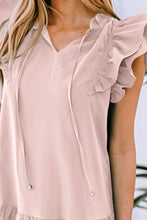 Load image into Gallery viewer, Ruffle Shoulder Tie-Neck Tiered Dress