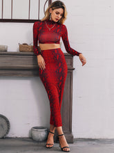 Load image into Gallery viewer, Snakeskin Print Crop Top and Pencil Skirt Set
