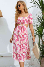 Load image into Gallery viewer, Floral Cutout Square Neck Puff Sleeve Dress