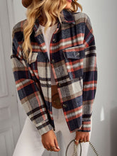 Load image into Gallery viewer, Plaid Button Front Brushed Shacket with Breast Pockets
