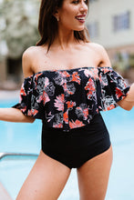 Load image into Gallery viewer, Two-Tone Off-Shoulder One-Piece Swimsuit