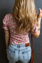 Load image into Gallery viewer, Ruched Printed Puff Sleeve Blouse