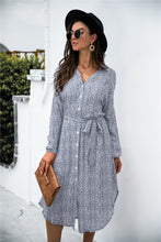 Load image into Gallery viewer, Ditsy Leopard Button Though Belt Dress