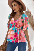 Load image into Gallery viewer, Printed V-Neck Babydoll Blouse