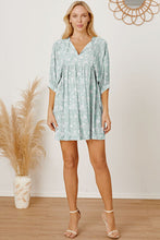 Load image into Gallery viewer, Floral Tie Neck Ruched Babydoll Dress