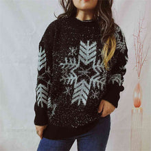 Load image into Gallery viewer, Snowflake Pattern Long Sleeve Sweater
