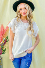 Load image into Gallery viewer, And The Why Openwork Shoulder Fringe Detailed Sweater