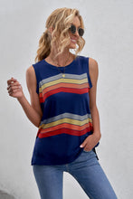 Load image into Gallery viewer, Printed Side Slit Round Neck Tank