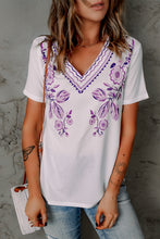 Load image into Gallery viewer, Floral Embroidery V-Neck Top