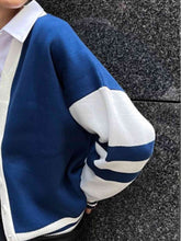 Load image into Gallery viewer, Contrast Dropped Shoulder V-Neck Cardigan