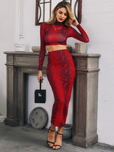 Load image into Gallery viewer, Snakeskin Print Crop Top and Pencil Skirt Set