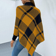 Load image into Gallery viewer, Plaid Turtleneck Poncho