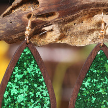 Load image into Gallery viewer, Sequin Wood Teardrop Earrings