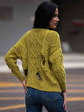 Load image into Gallery viewer, Distressed Cable-Knit Sweater