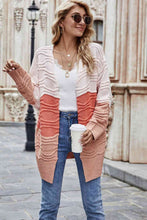 Load image into Gallery viewer, Color Block Openwork Open Front Cardigan