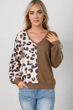 Load image into Gallery viewer, Leopard V-Neck Waffle-Knit Top