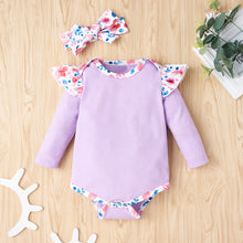 Load image into Gallery viewer, Baby Girl Bodysuit and Floral Paperbag Pants Set with Bow