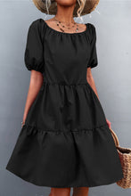 Load image into Gallery viewer, Puff Sleeve Square Neck Tiered Dress