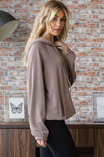 Load image into Gallery viewer, Heimish Full Size Ribbed Drawstring Kangaroo Pocket Hoodie