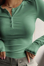 Load image into Gallery viewer, Half Button Long Sleeve T-Shirt