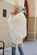 Load image into Gallery viewer, Fringe Detail Long Sleeve Ribbed Poncho
