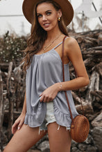 Load image into Gallery viewer, Ruffle Hem Adjustable Spaghetti Strap Cami