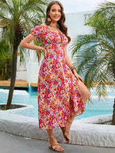 Load image into Gallery viewer, Floral Square Neck Short Sleeve Midi Dress
