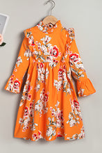 Load image into Gallery viewer, Girls Ruffle Decoration Flare Sleeve Dress