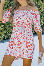 Load image into Gallery viewer, Smocked Printed Short Sleeve Romper