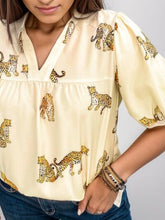 Load image into Gallery viewer, Plus Size Tiger Printed Notched Blouse