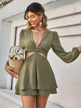 Load image into Gallery viewer, Cutout Tie-Back Plunge Layered Romper