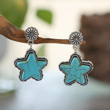 Load image into Gallery viewer, Artificial Turquoise Alloy Star Earrings