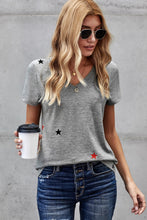 Load image into Gallery viewer, Star Print V-Neck Tee Shirt