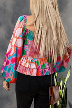 Load image into Gallery viewer, Floral Smocked Ruffled Balloon Sleeve Blouse