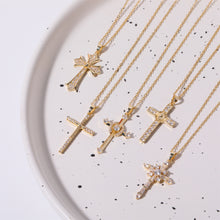 Load image into Gallery viewer, Stainless Steel Inlaid Zircon Cross Necklace