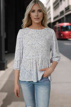 Load image into Gallery viewer, Floral Round Neck Peplum Blouse