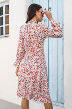 Load image into Gallery viewer, Floral Flounce Cuff Ruched V-Neck Dress