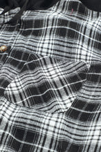 Load image into Gallery viewer, Plaid Drawstring Hooded Shirt Jacket