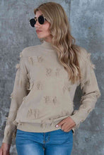 Load image into Gallery viewer, Mock Neck Frayed Trim Sweater