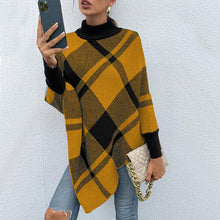 Load image into Gallery viewer, Plaid Turtleneck Poncho