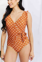 Load image into Gallery viewer, Marina West Swim Full Size Float On Ruffle Faux Wrap One-Piece in Terracotta