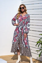 Load image into Gallery viewer, Leopard Ruffle Trim V-Neck Printed Dress