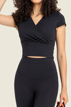 Load image into Gallery viewer, Gathered Detail Surplice Short Sleeve Sports Top