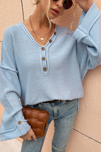 Load image into Gallery viewer, Button Detail Exposed Seam Sweater