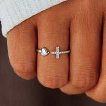 Load image into Gallery viewer, Heart Shape Cross Inlaid Zircon Open Ring