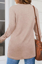 Load image into Gallery viewer, Ruched Round Neck Long Slleeve T-Shirt