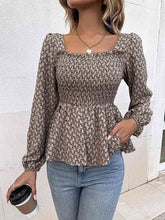 Load image into Gallery viewer, Printed Square Neck Long Sleeve Blouse