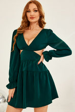 Load image into Gallery viewer, Cutout Tie-Back Plunge Tiered Mini Dress