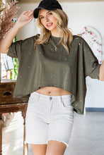 Load image into Gallery viewer, Distressed Asymmetric Hem Cropped Tee Shirt